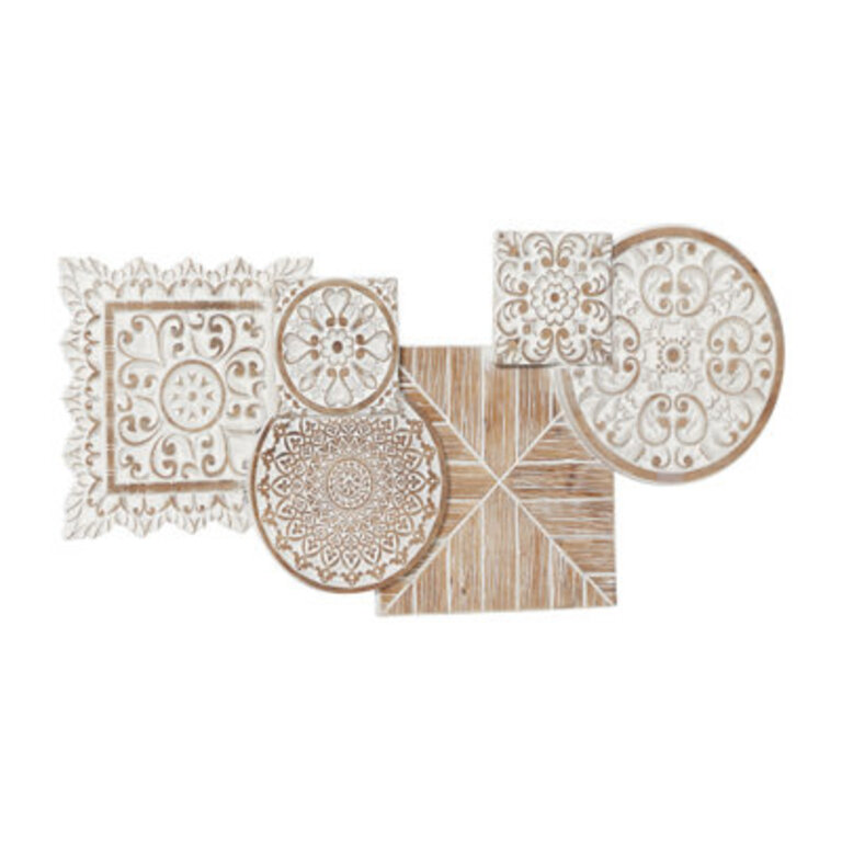 Boho Abstract Wall Decor on Solid Wood
