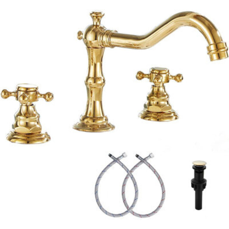 2-handle Bathroom Faucet with Drain Assembly