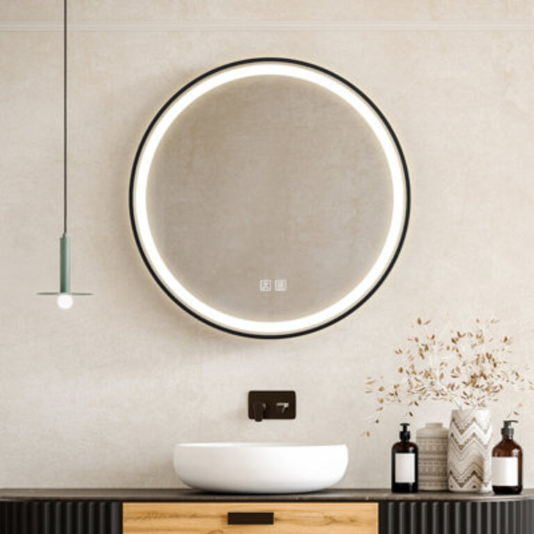 Jatonya Aluminum Framed LED Bathroom Vanity Mirror Dimmable Anti Fog Makeup Mirror