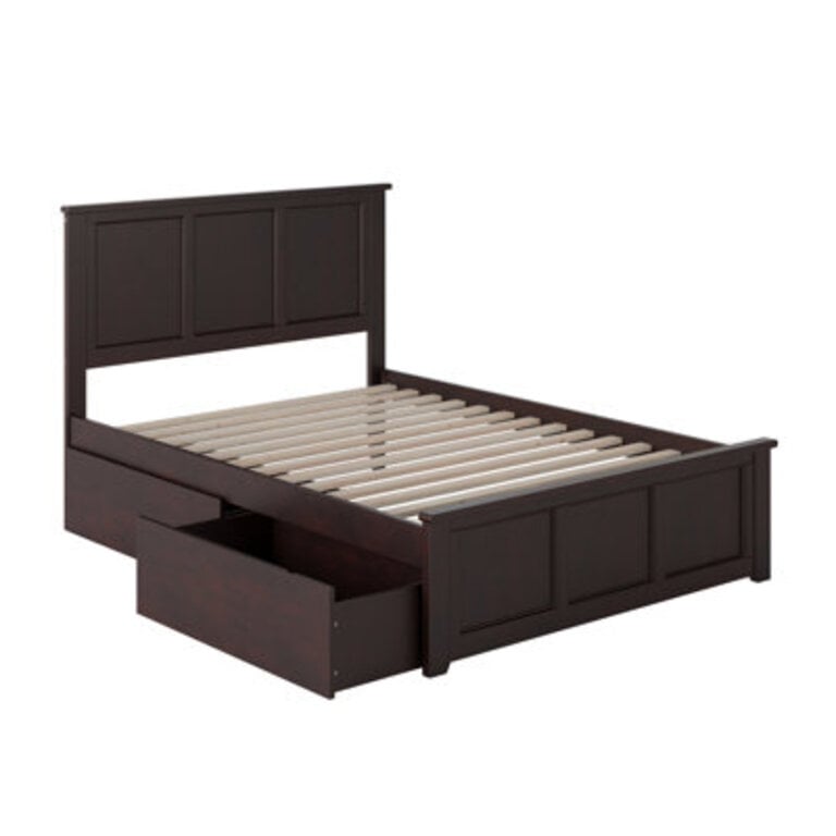 Amear Solid Wood Storage Platform Bed with Under Bed Drawers