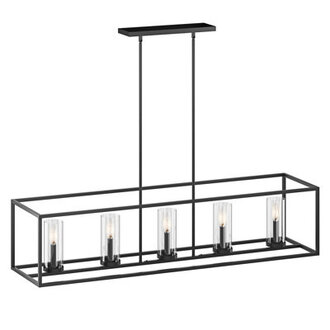 Roisin 5-Light Farmhouse Black Finished Dimmable Glass Chandelier Light Fixture