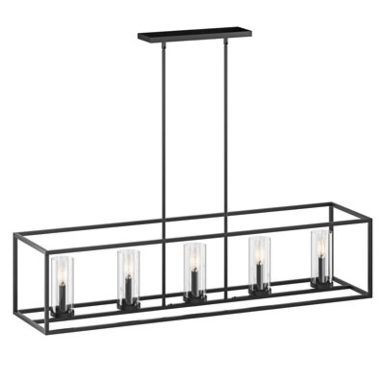 Roisin 5-Light Farmhouse Black Finished Dimmable Glass Chandelier Light Fixture