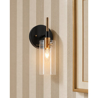 1 - Light Dimmable BlackBrass Armed Sconce