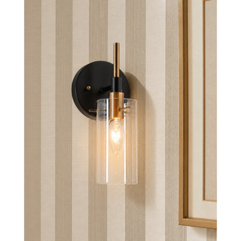 1 - Light Dimmable BlackBrass Armed Sconce