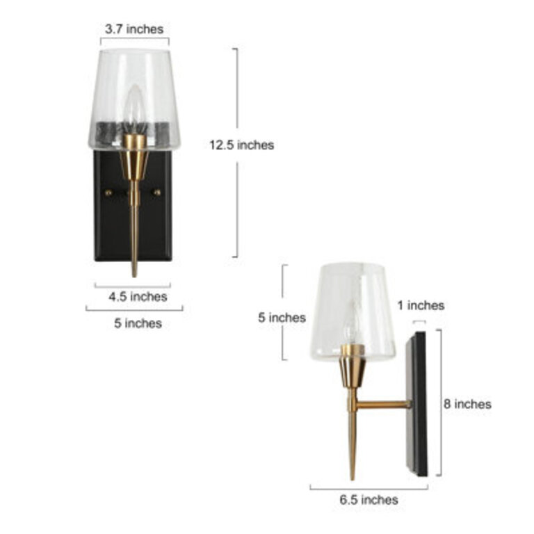 Mckevitt 1-Light Dimmable Black Wall Sconce