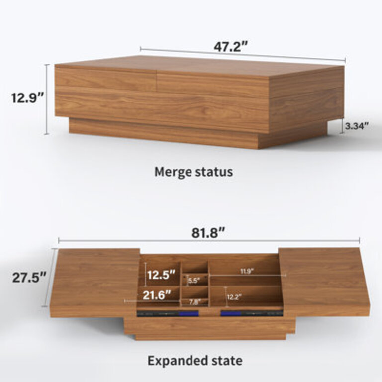 Roanoke Living room coffee table with storage function modern living room furniture Brown