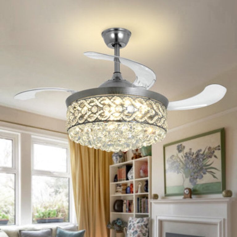 42 Crystal Ceiling Fan With LED kit and Remote Control