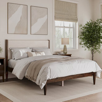 Beiler Solid Wood Upholstered Headboard Bed Frame