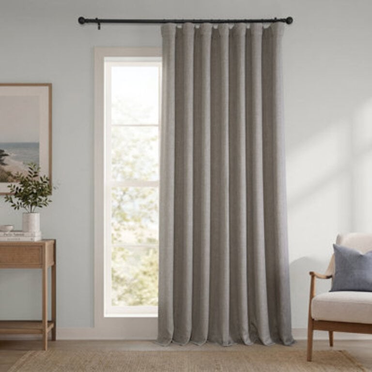 Ottis Textured Faux Linen Room Darkening Curtains