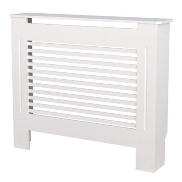Tall Horizontal Slats Radiator Cover Wood Cabinet Modern Radiators Shelf Thicken White