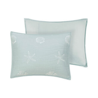 Seaside 4 Piece Cotton Reversible Embroidered Quilt Set