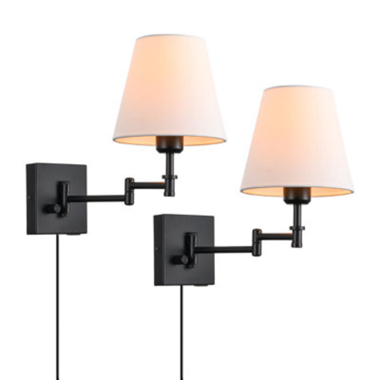 Jagdeep Plug-inHardwired White Swing Arm Sconce