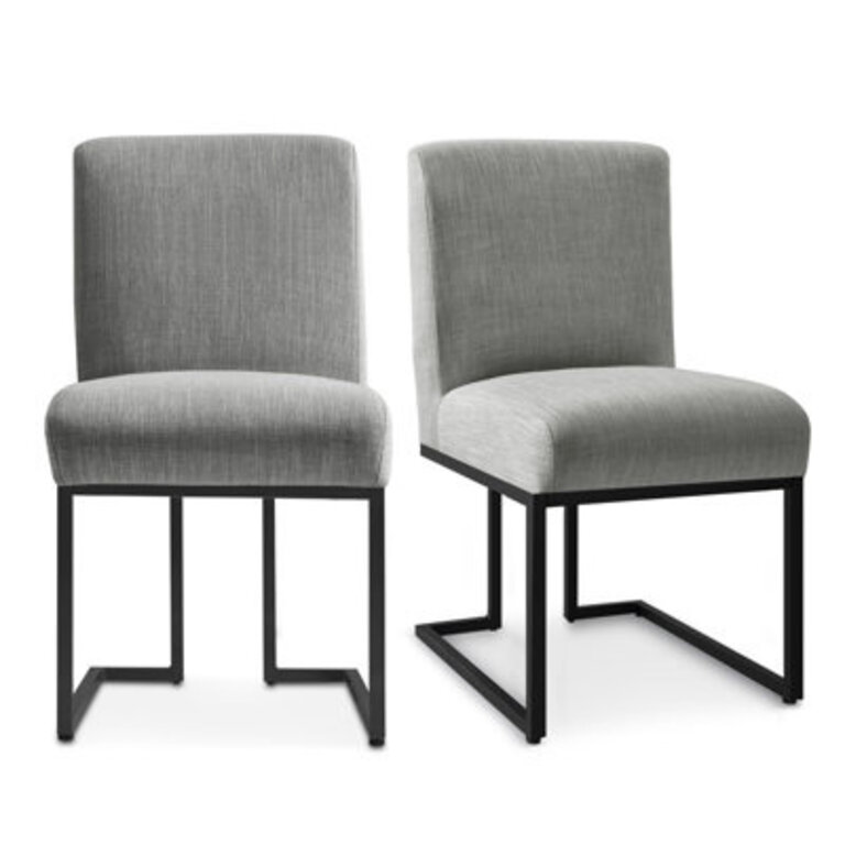 Bende Modern Fabric Upholstered Side Chairs with Metal Sled Base