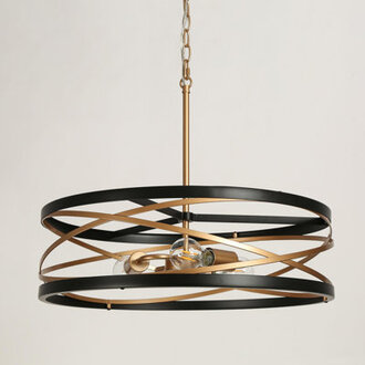 Grigor 3 - Light 22 Wide Drum BlackGold Chandelier for Dining Room Foyer