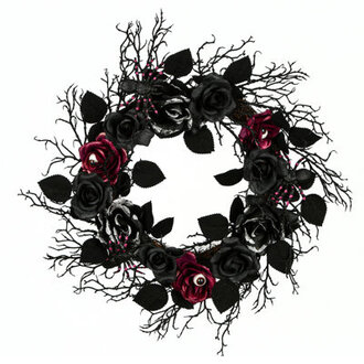 22 Halloween Black Rose Wreath