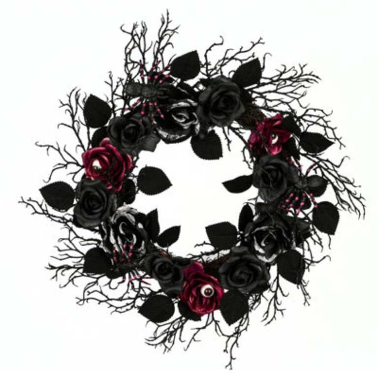 22 Halloween Black Rose Wreath