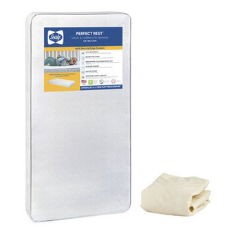 Sealy Baby Premium Firm Hypoallergenic Baby Crib Mattress  Toddler Bed Mattress Waterproof Baby Mattress 150 Coils Air Quality Certified 52x28