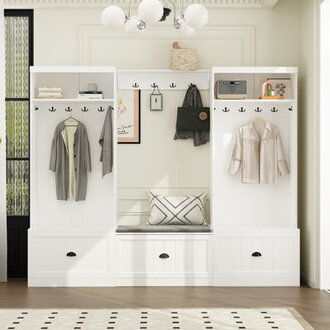 Aadian Hall Tree 907 Wide with Bench and Shoe Storage