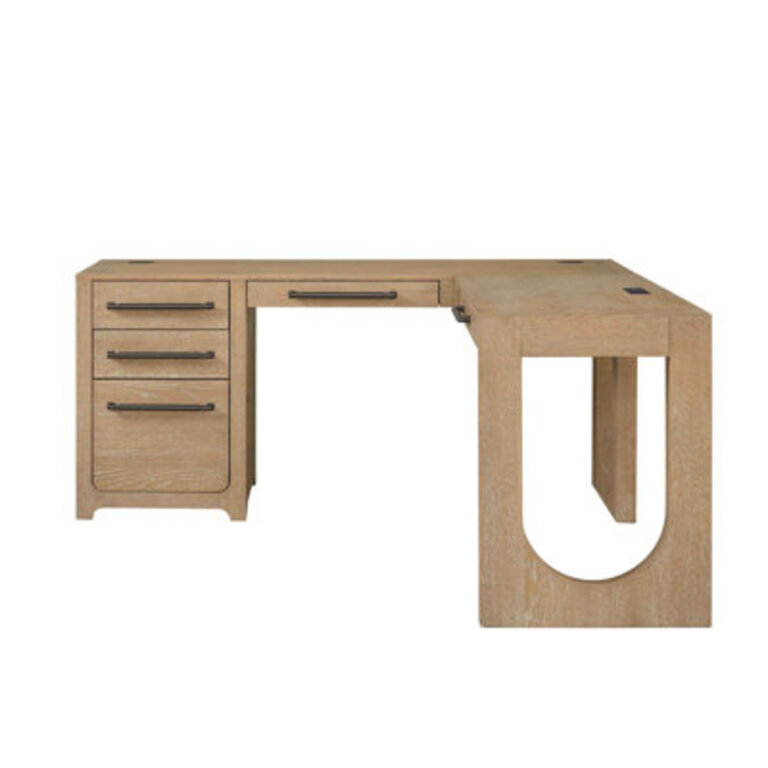Fitzgerald L-Shaped Computer Desk with Built-In Electrical Outlet