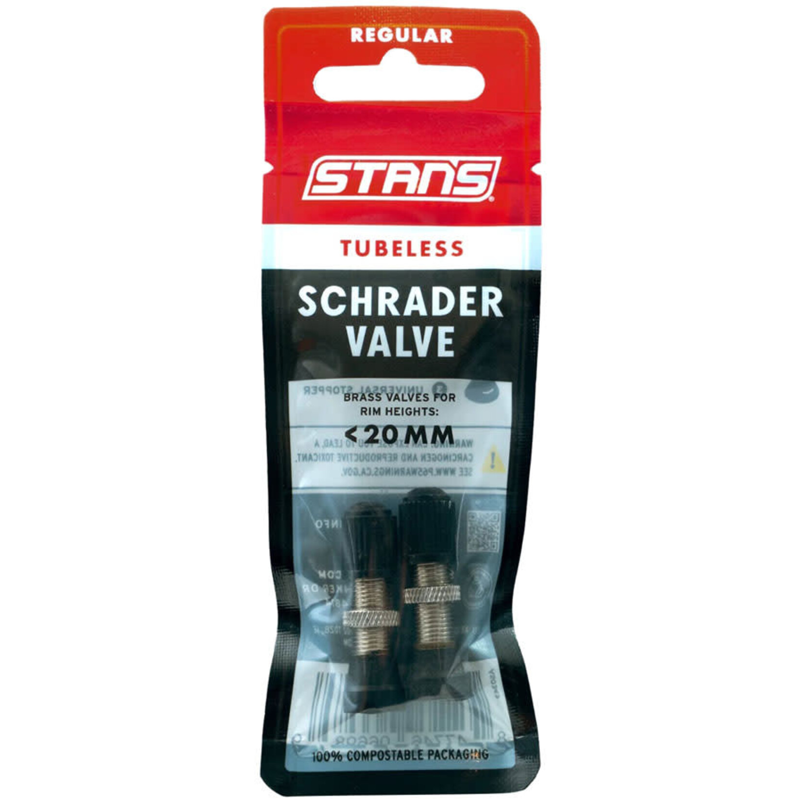 Stan's Stan's Tubeless Universal Valve Stems - Brass, Regular, Schrader, Pair
