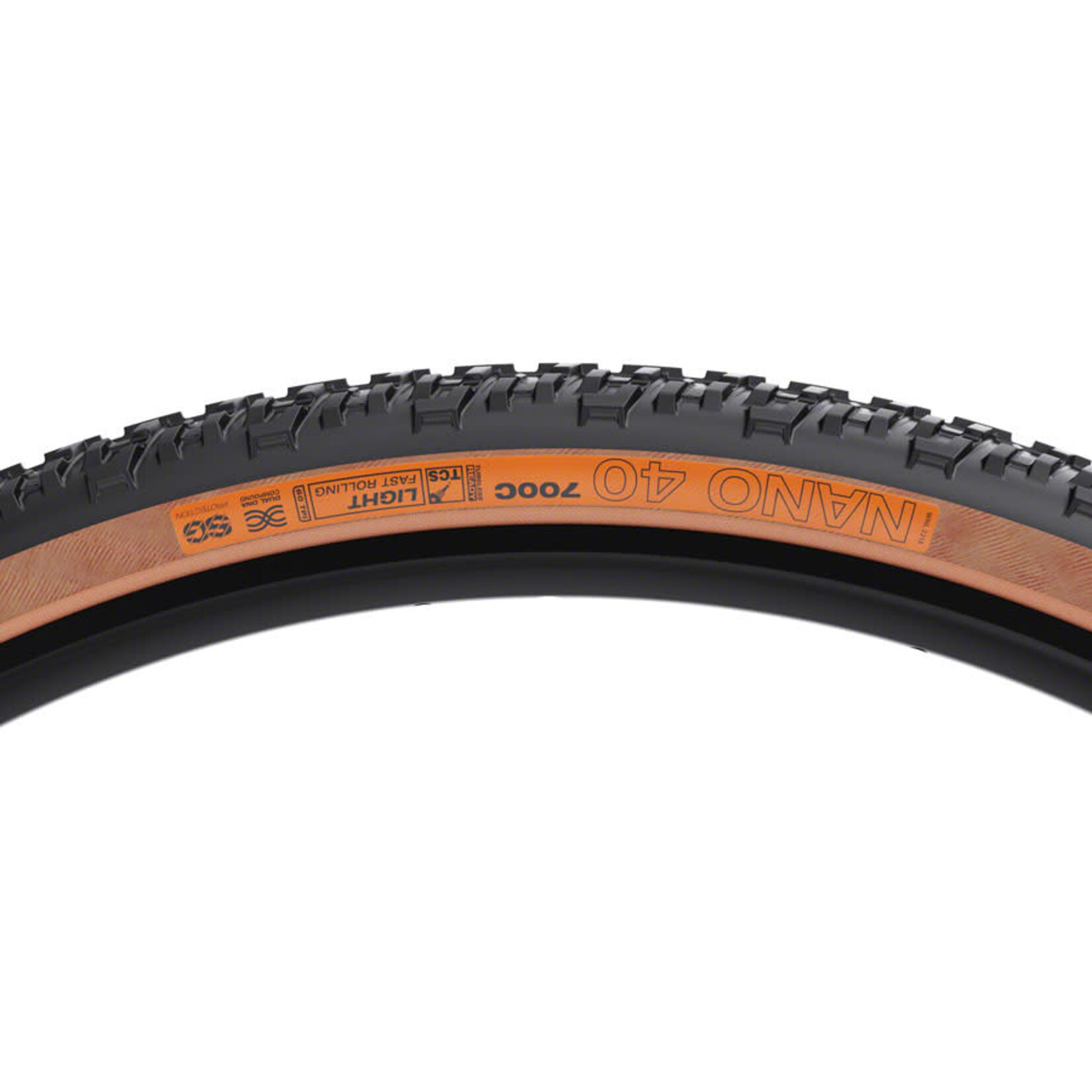WTB WTB Nano Tire - 700 x 40, TCS Tubeless, Folding, Black/Tan, Light/Fast Rolling, Dual DNA, SG