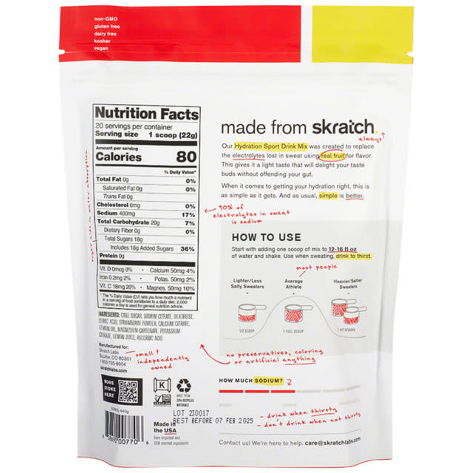 Skratch Labs Skratch Labs Hydration Sport Drink Mix, 20-Serving Resealable Pouch