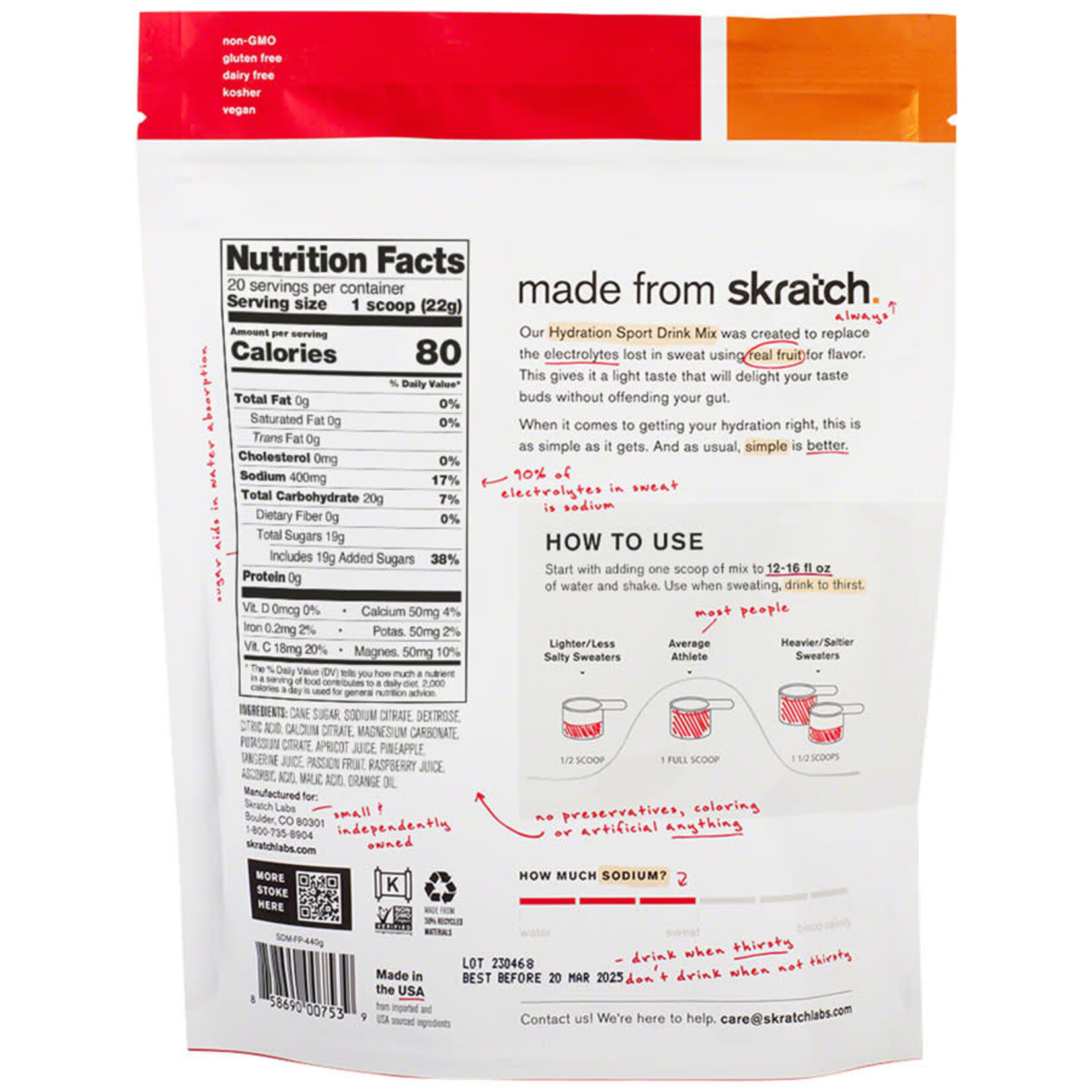 Skratch Labs Skratch Labs Hydration Sport Drink Mix, 20-Serving Resealable Pouch