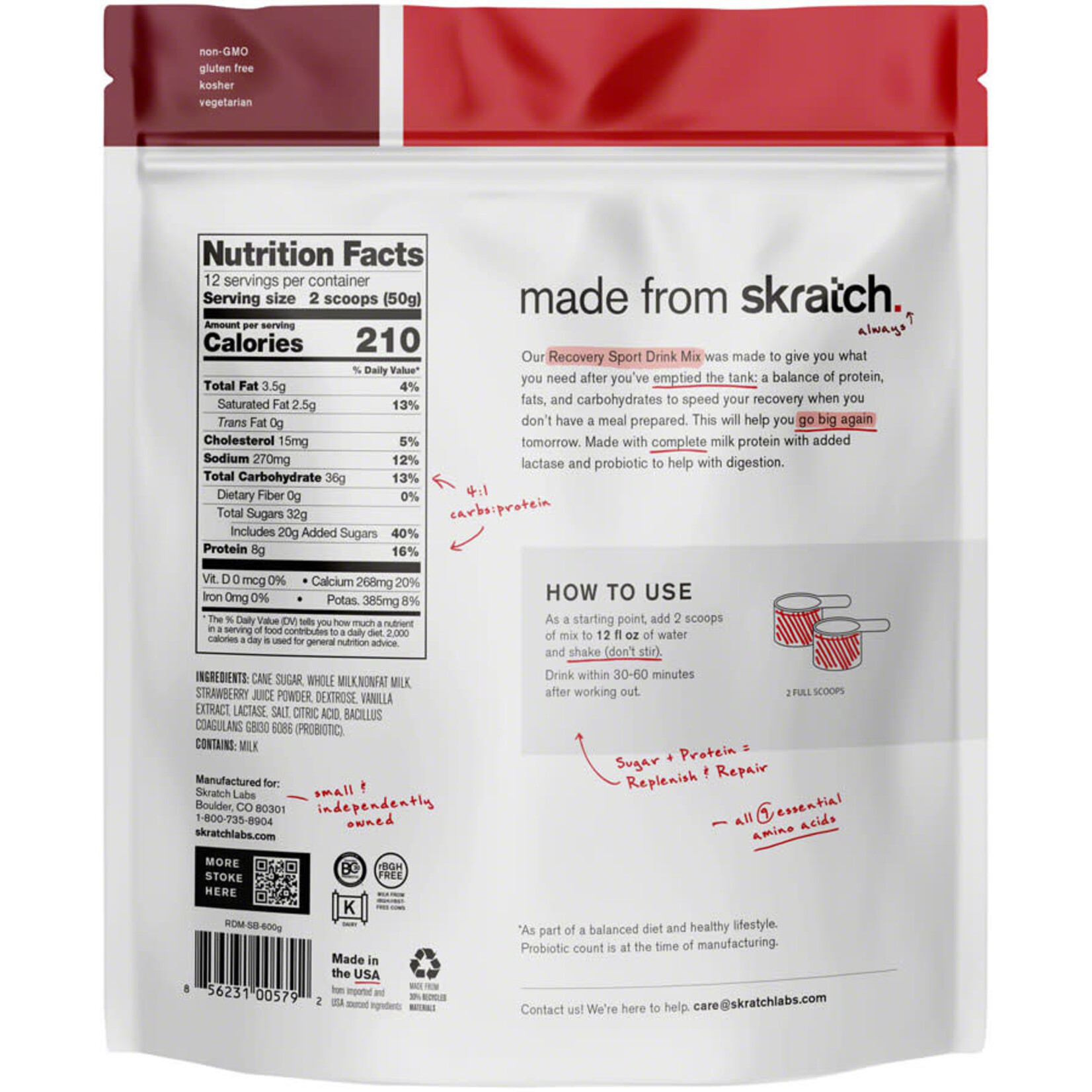 Skratch Labs Skratch Labs Recovery Sport Drink Mix, 12-Serving Resealable Pouch