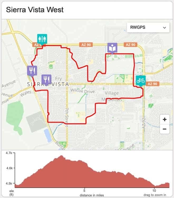Sierra Vista West Ride Map