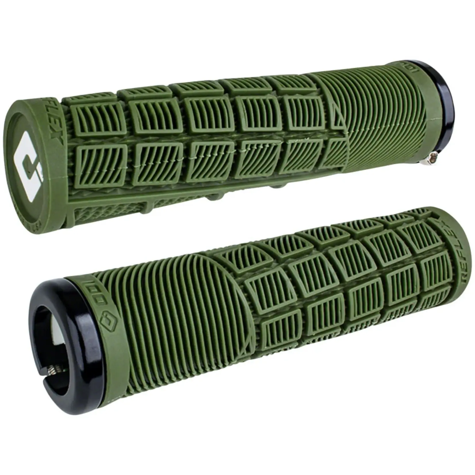 ODI ODI Reflex V2.1 Grips - White/Army Green, Lock-On