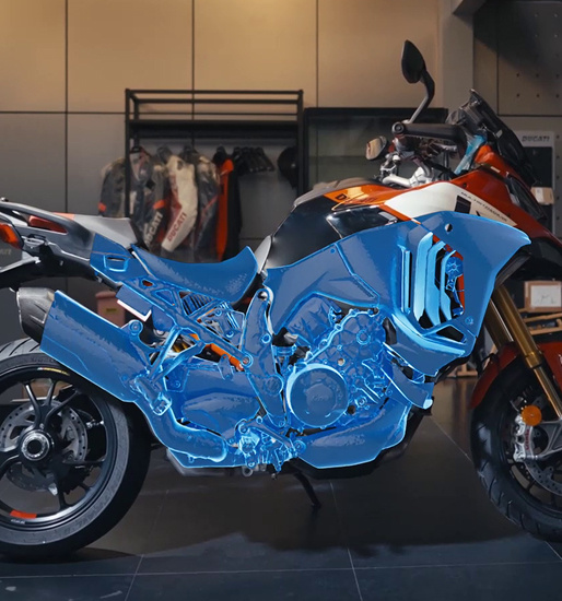 3D scan of the engine and body of a motorcycle