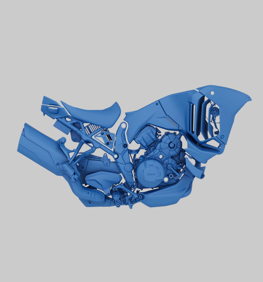 3D model of the engine and body of a motorcycle