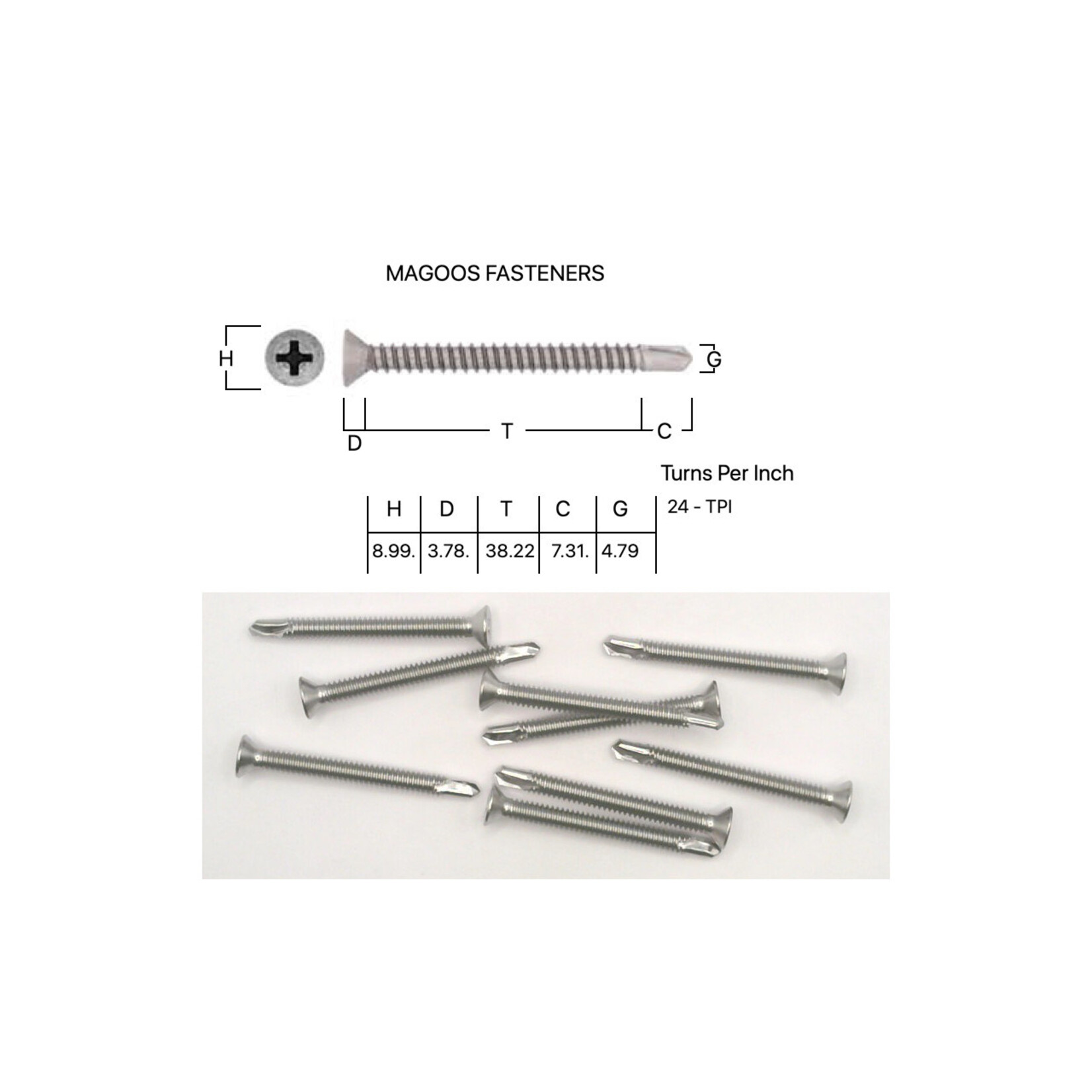 Screws SS410 S/Drilling Metal CSK Phillips 10-24 x 50 SINGLE