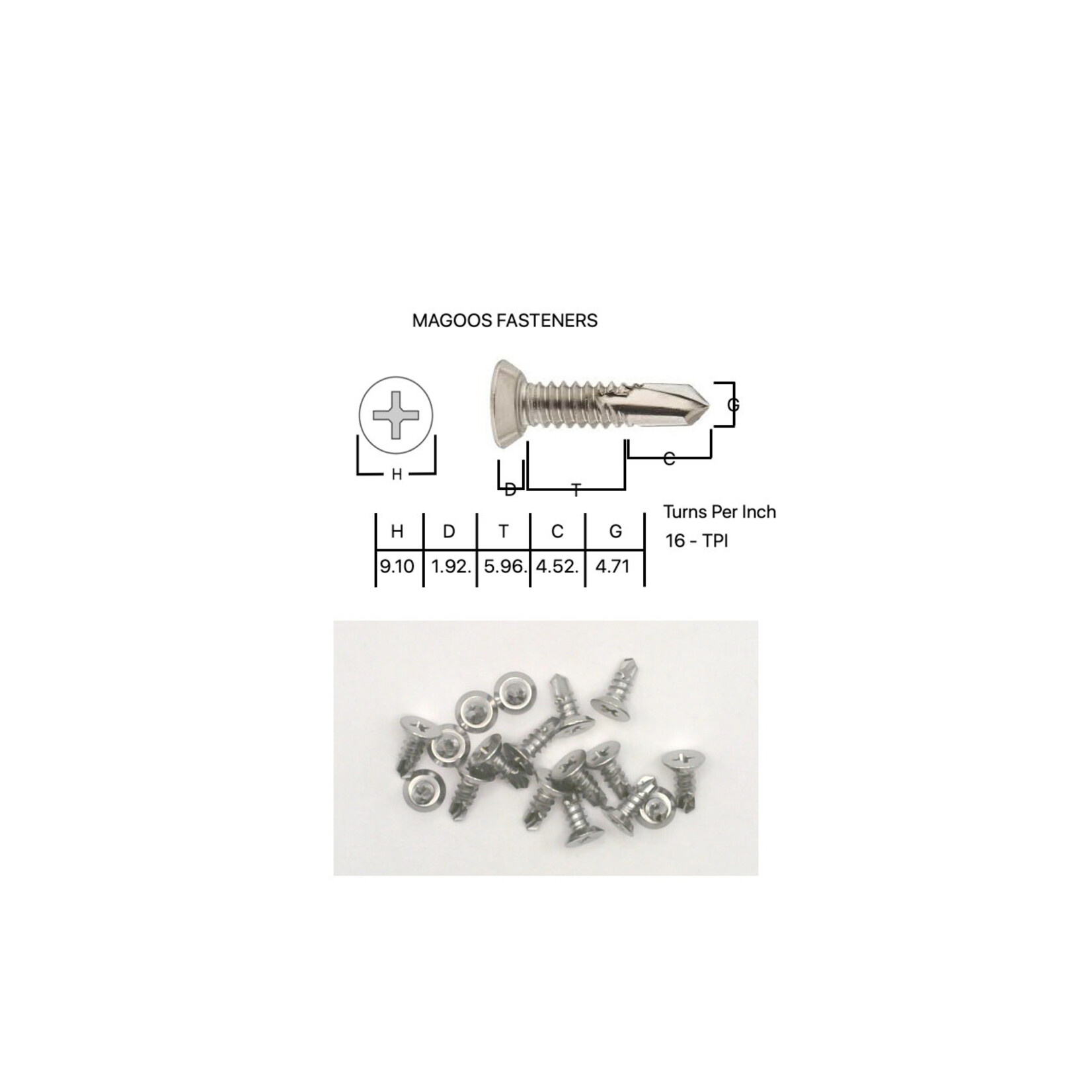 Screws SS410 S/Drilling Metal CSK Phillips 10-16 x 12  SINGLE Undercut Head