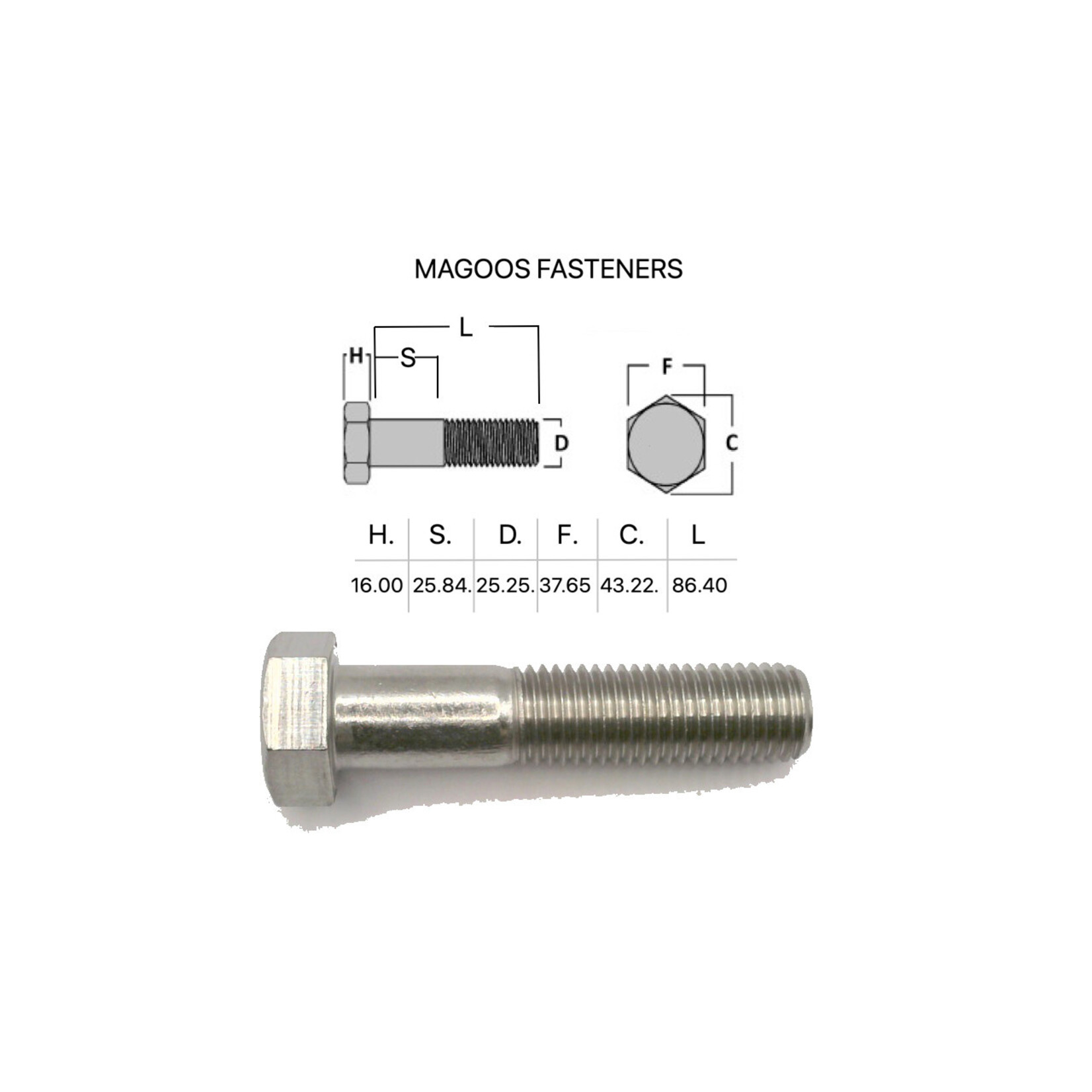 Bolts SS316 Hex Bolt UNC 1 X 3-1/2