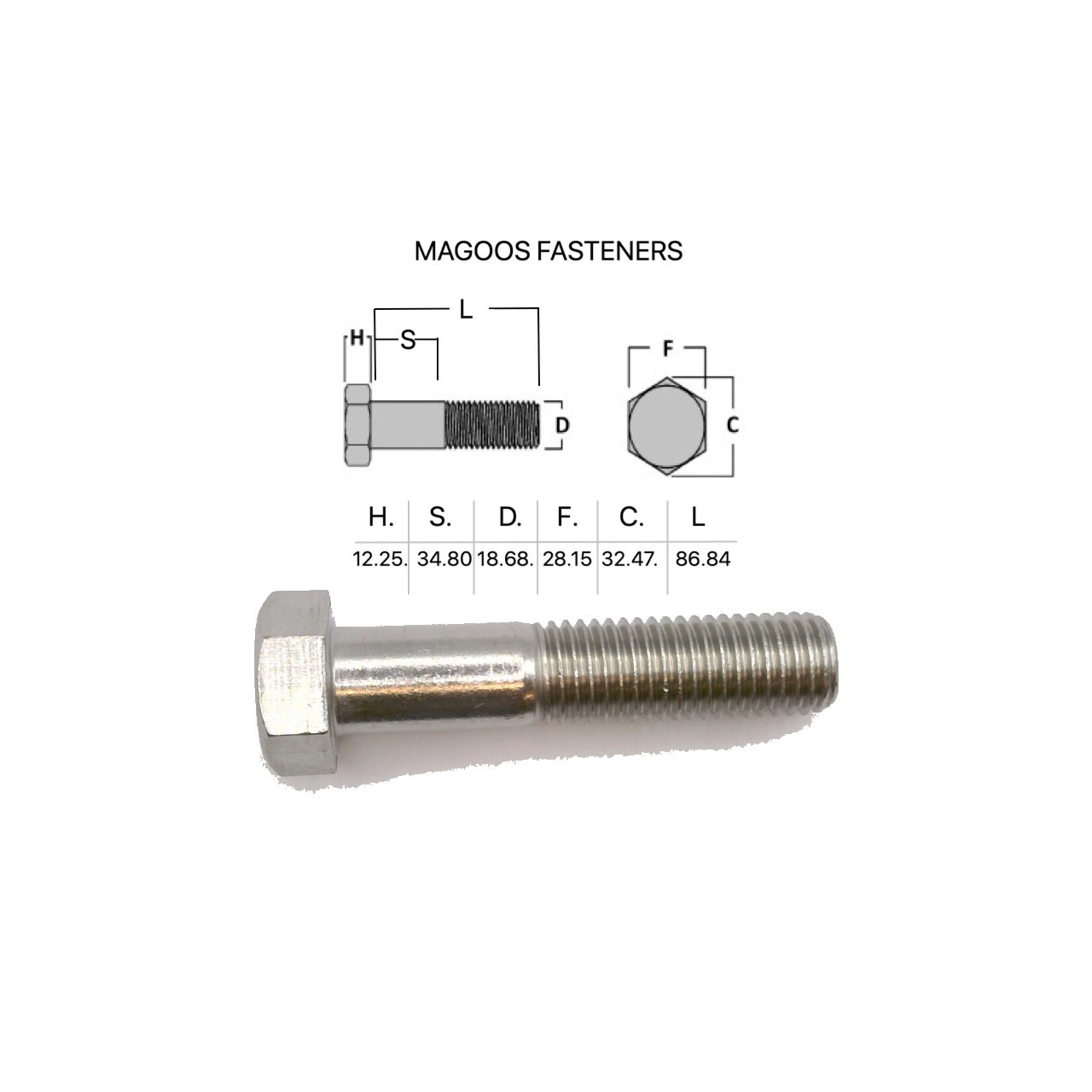 Bolts SS316 Hex Bolt UNC 3/4 X 3-1/2