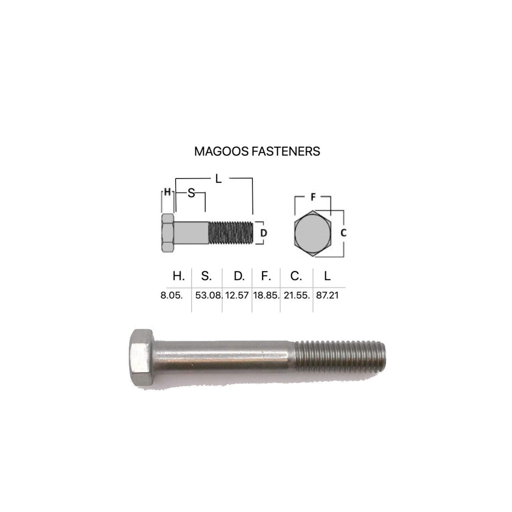 Bolts SS316 Hex Bolt UNC 1/2 X 3-1/2