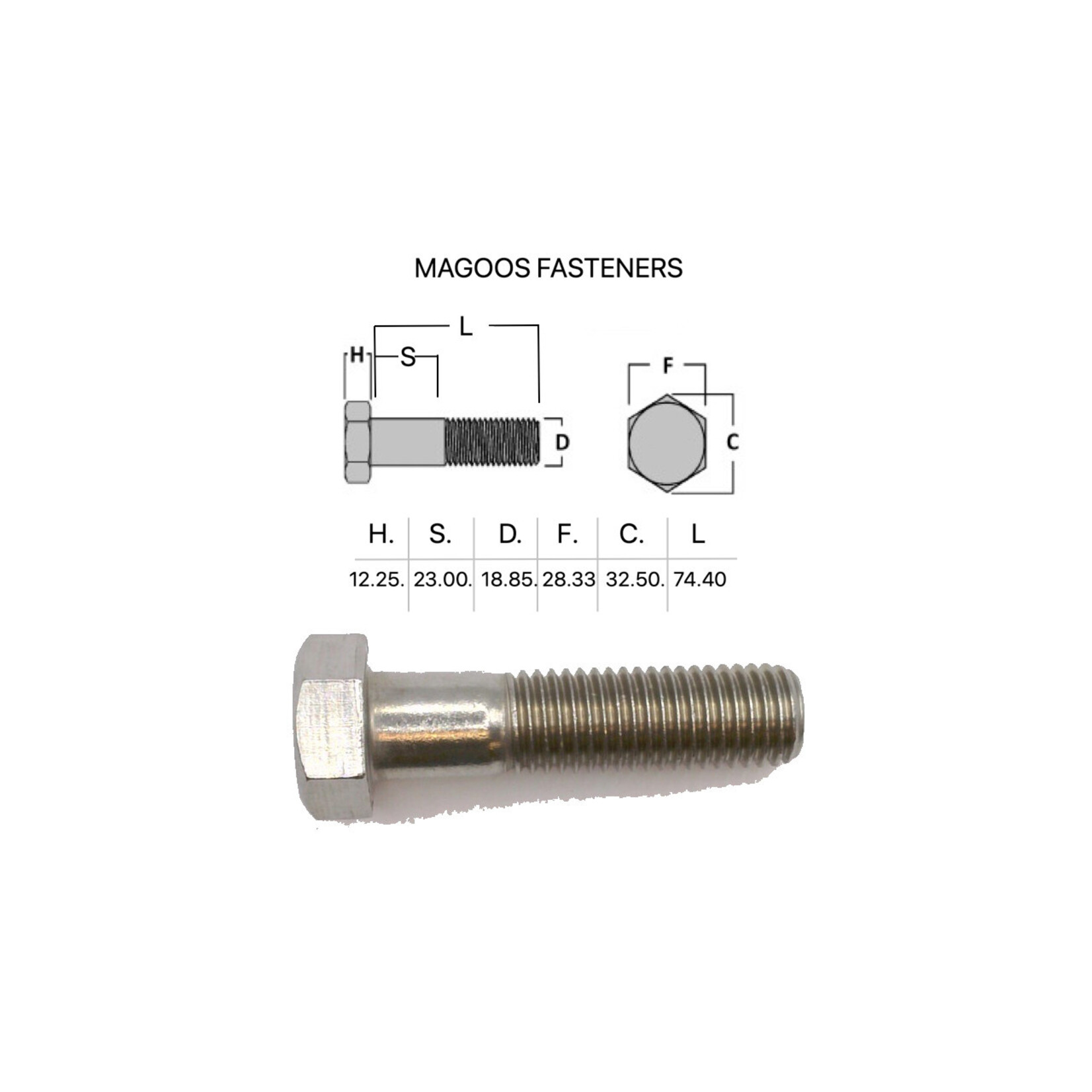 Bolts SS316 Hex Bolt UNC 3/4 X 3