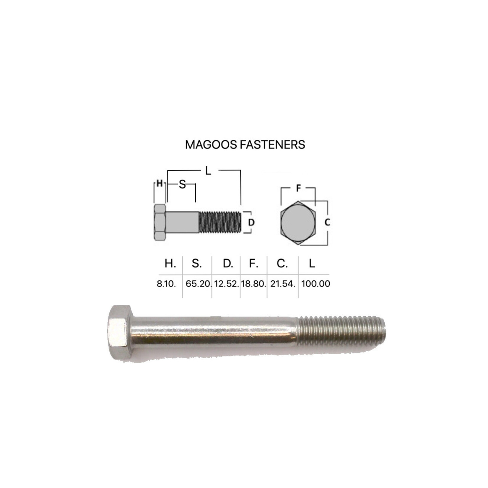 Bolts SS316 Hex Bolt UNC 1/2 X 4