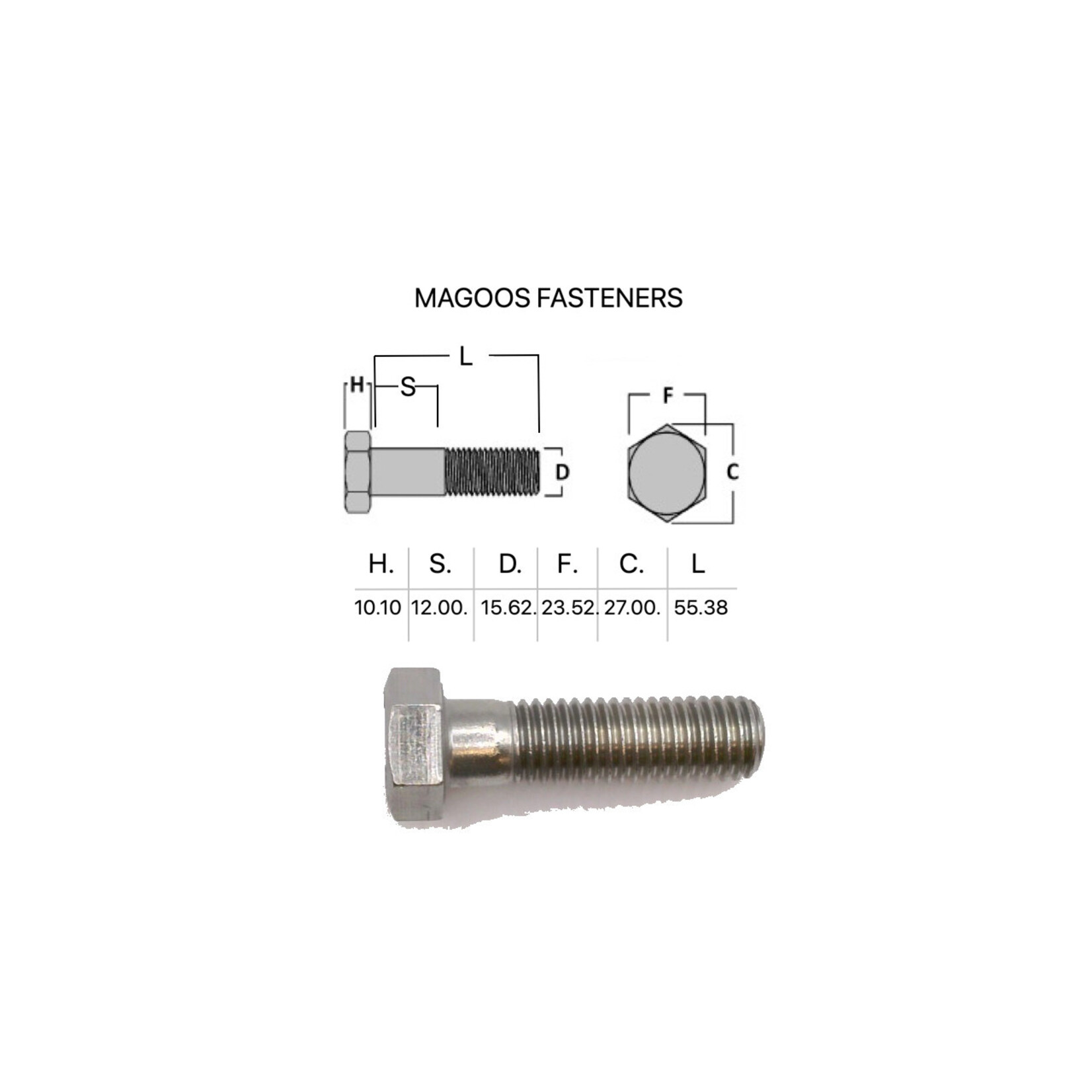 Bolts SS316 Hex Bolt UNC 5/8 X 2-1/4