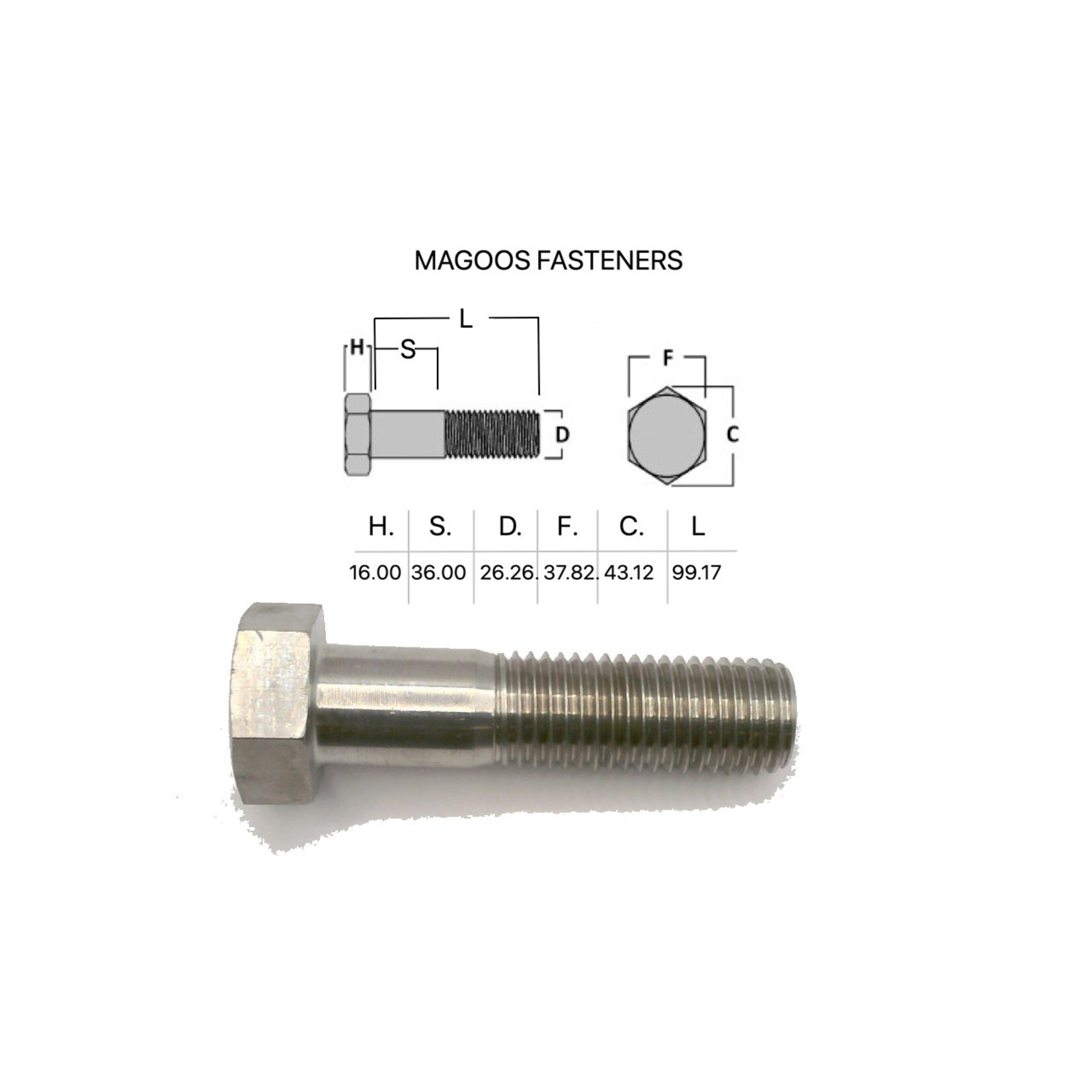 Bolts SS316 Hex Bolt UNC 1 X 4
