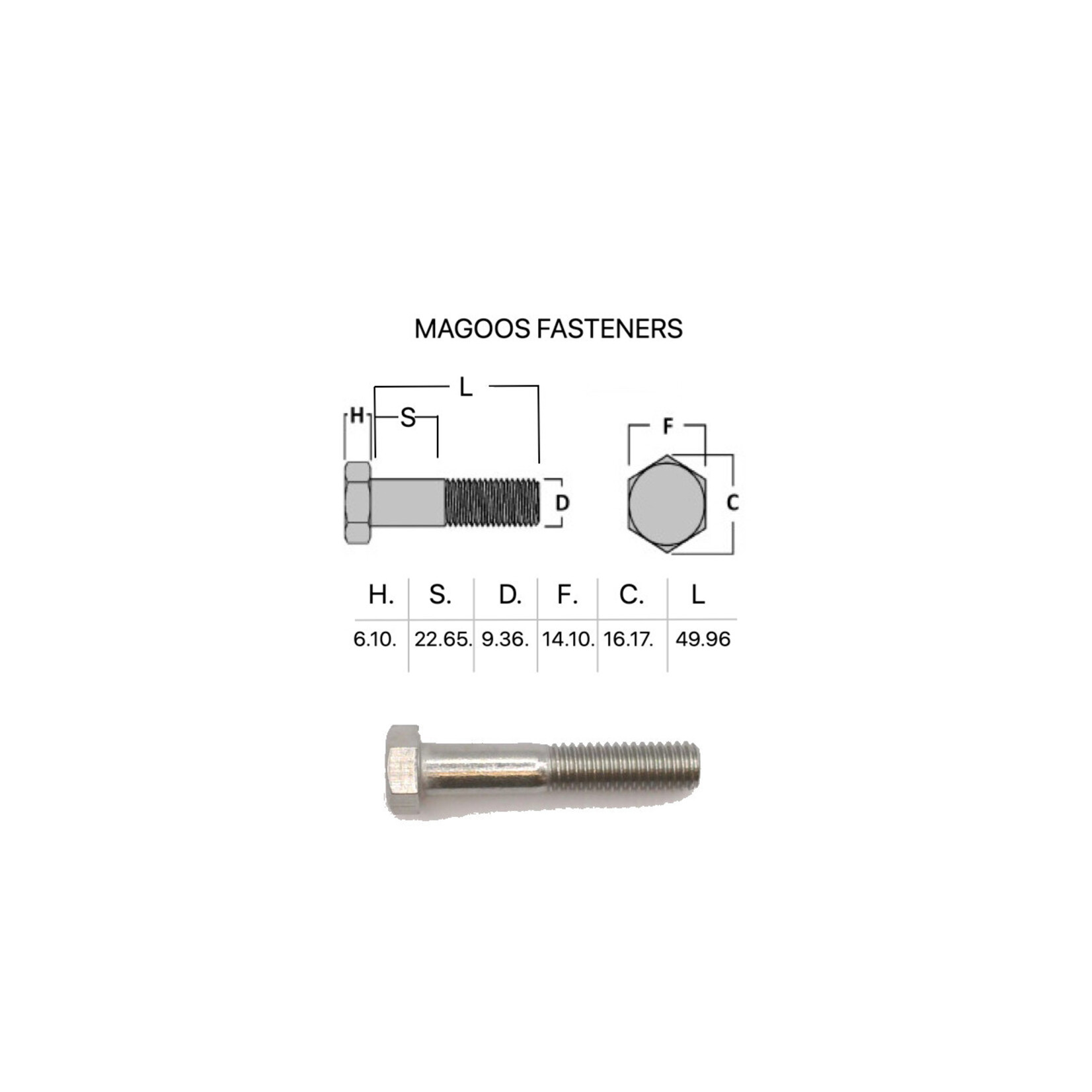 Bolts SS316 Hex Bolt UNC 3/8 X 2