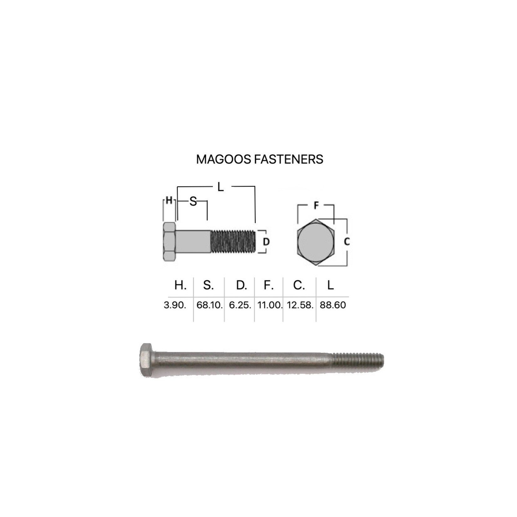 Bolts SS316 Hex Bolt UNC 1/4 X 3-1/2