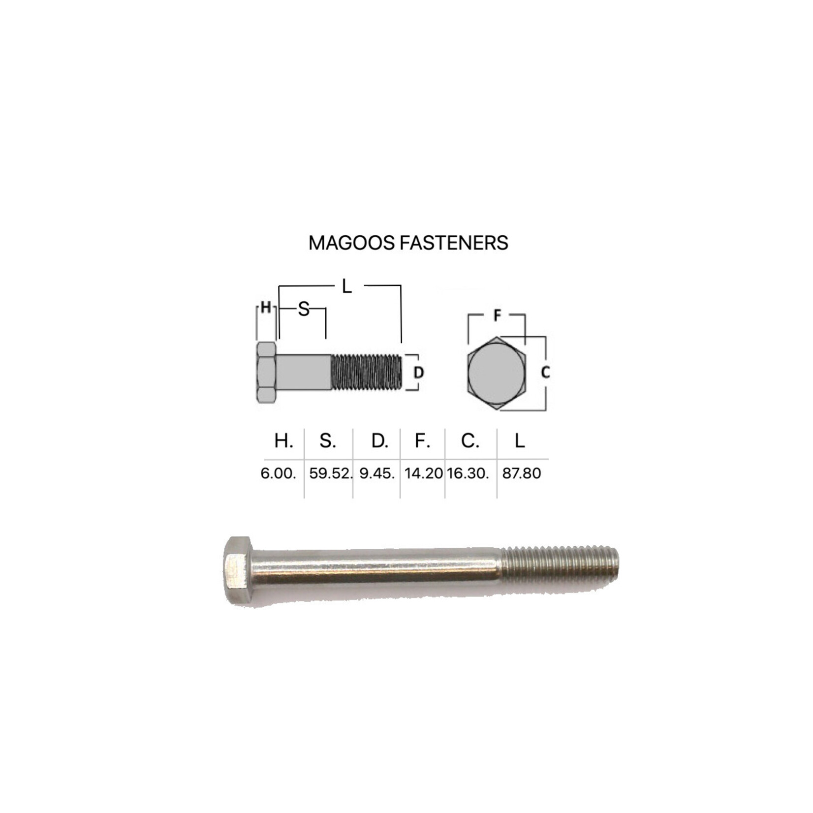 Bolts SS316 Hex Bolt UNC 3/8 X 3-1/2
