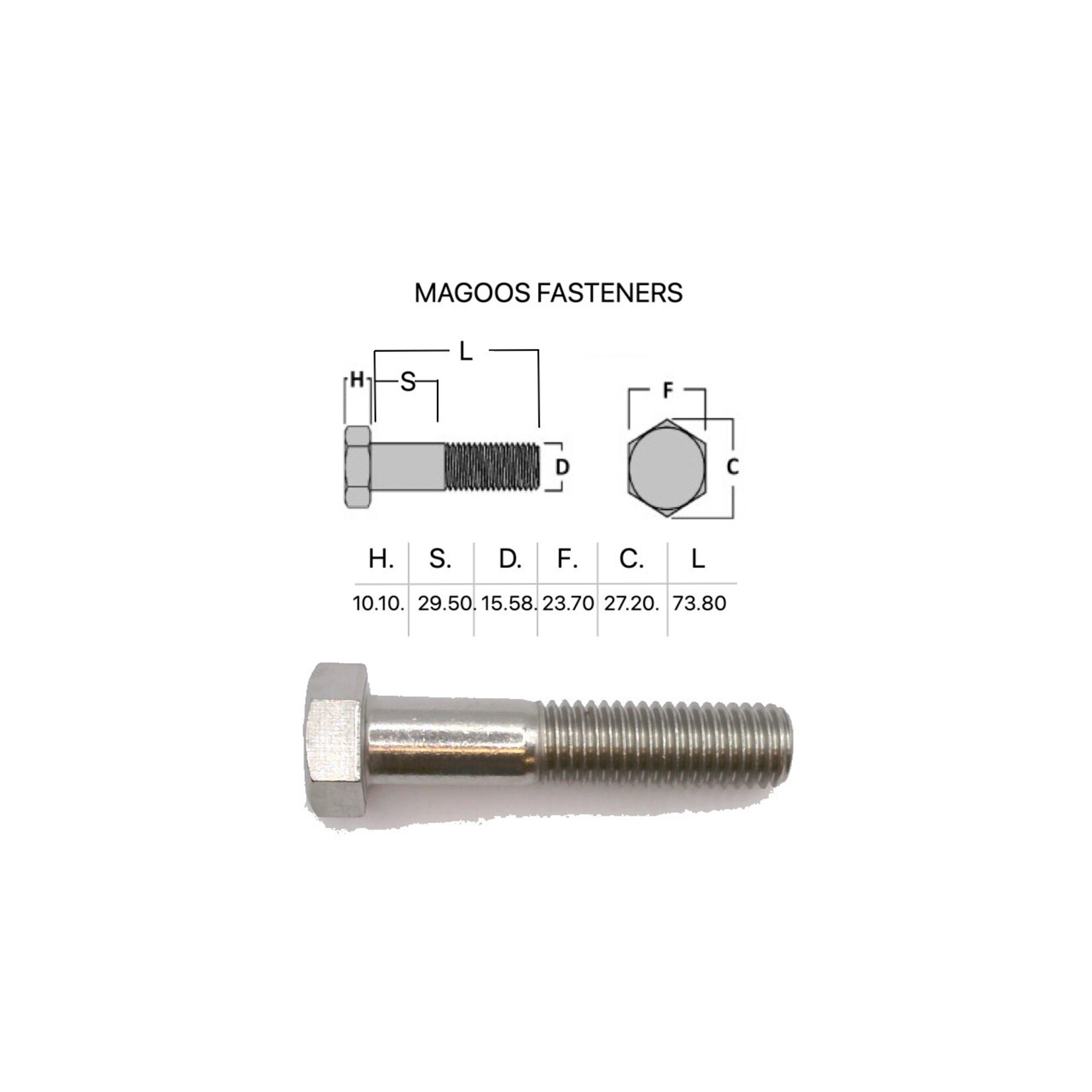 Bolts SS316 Hex Bolt UNC 5/8 X 3