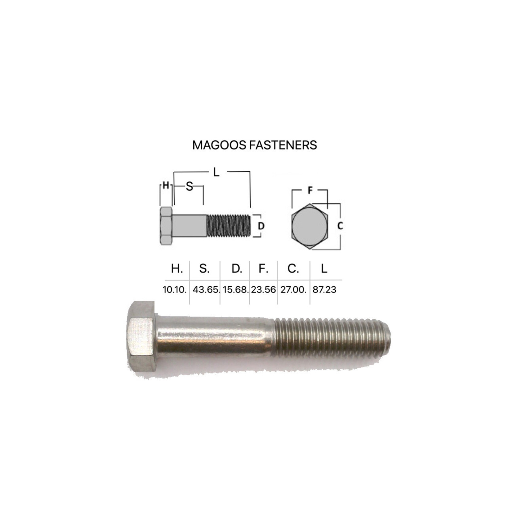 Bolts SS316 Hex Bolt UNC 5/8 X 3-1/2