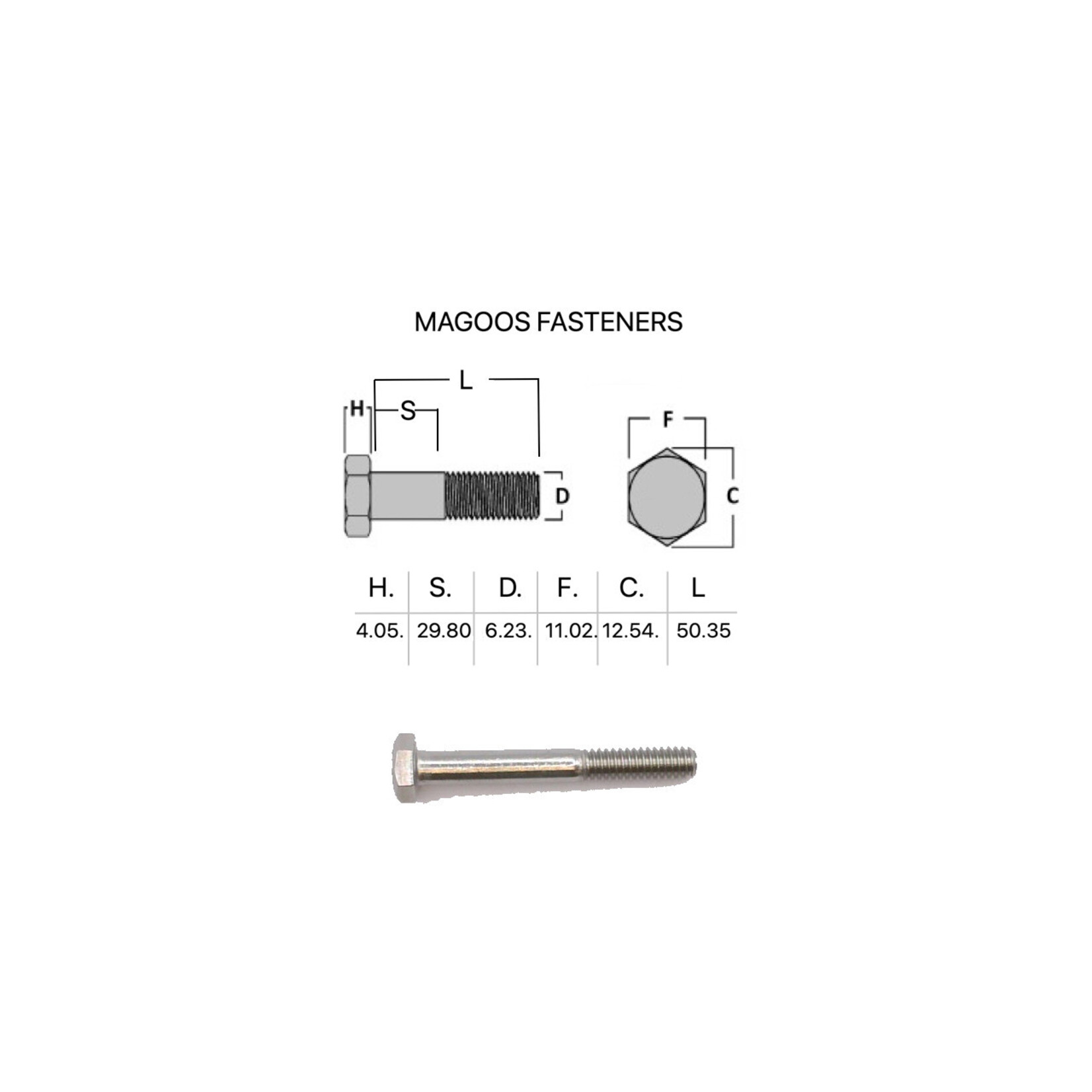Bolts SS316 Hex Bolt UNC 1/4 X 2