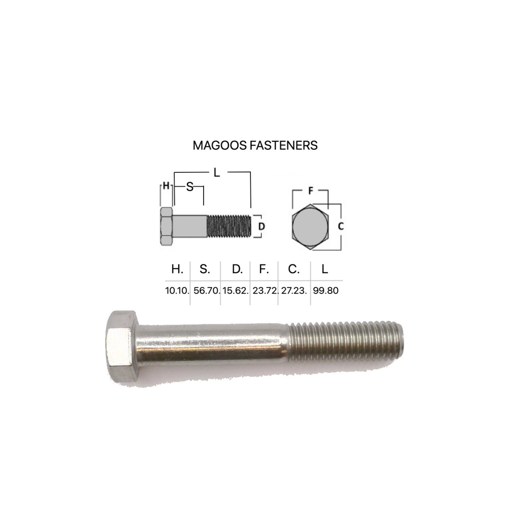 Bolts SS316 Hex Bolt UNC 5/8 X 4