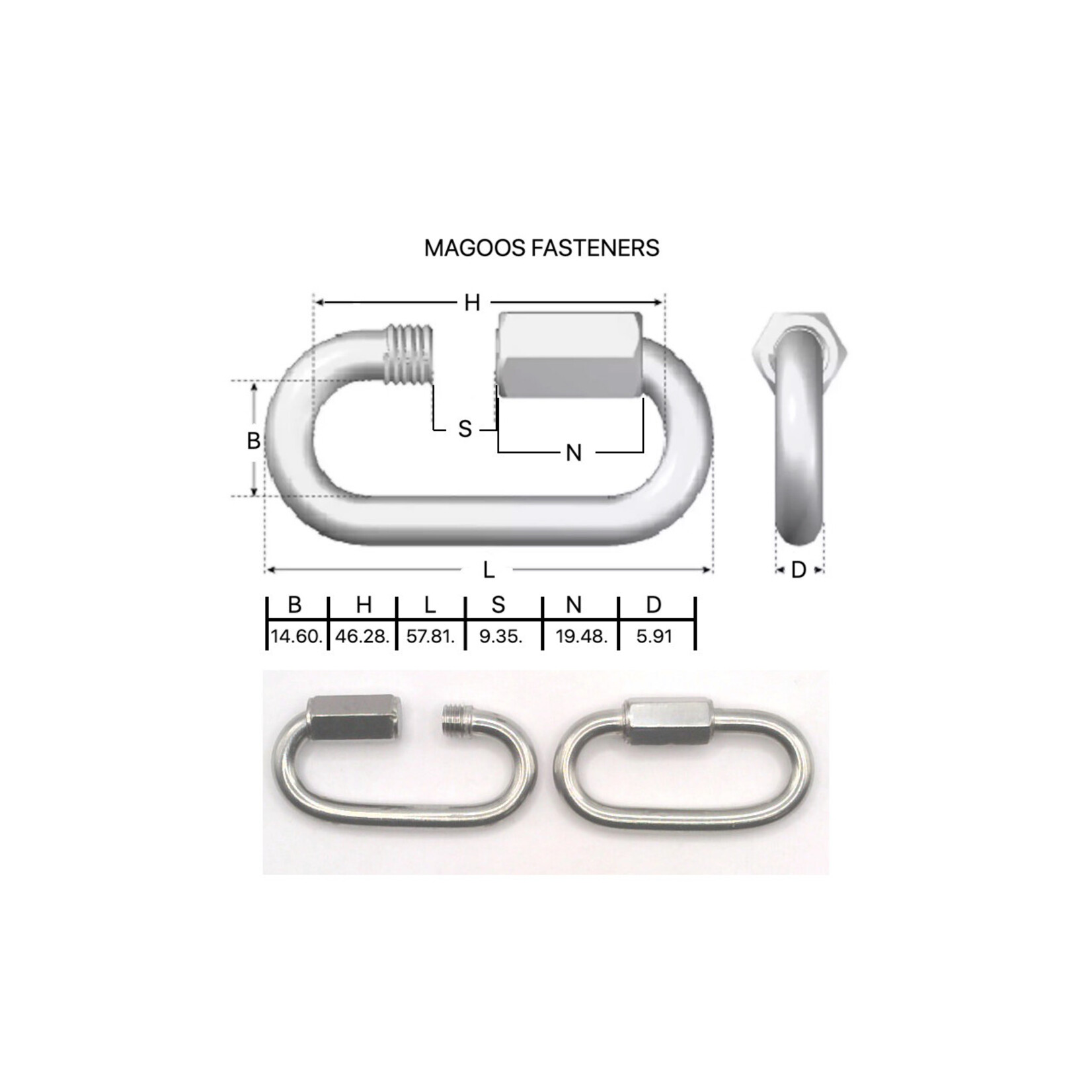 Hardware SS316 Chain Link Quick Polished 6 X 14 X 47