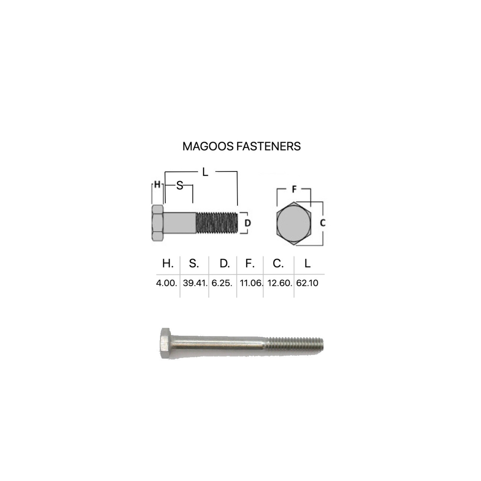Bolts SS316 Hex Bolt UNC 1/4 X 2-1/2